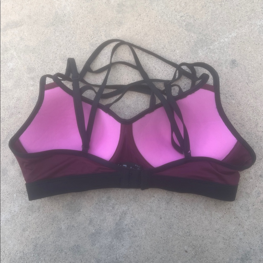 PINK Victoria's Secret Ultimate Maroon/Black Padded Sports Bra Women's Size M - Picture 4 of 8
